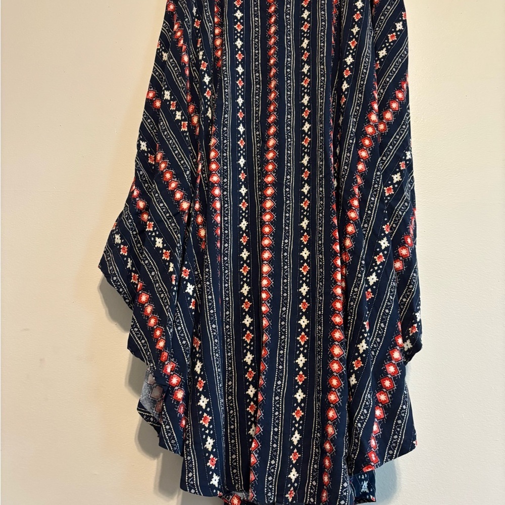 Boho Asymmetrical Navy Blue Retro Midi Maxi Casual Skirt Hollister - Size Small